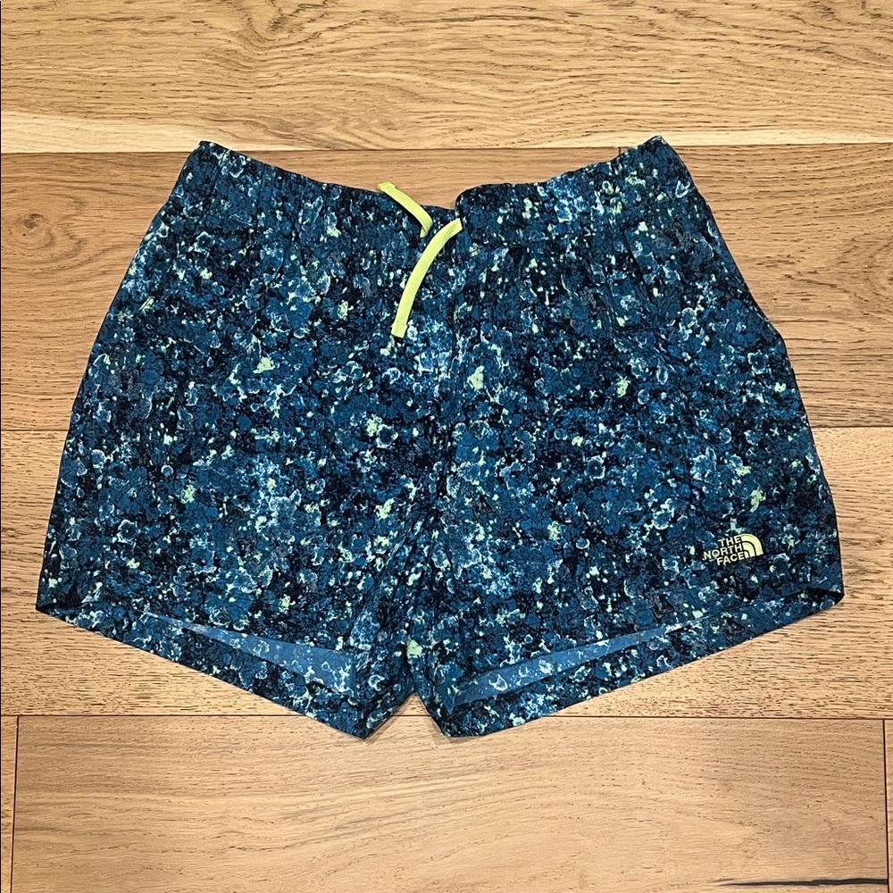 The North Face Women's Athletic Shorts in Blue and Yellow